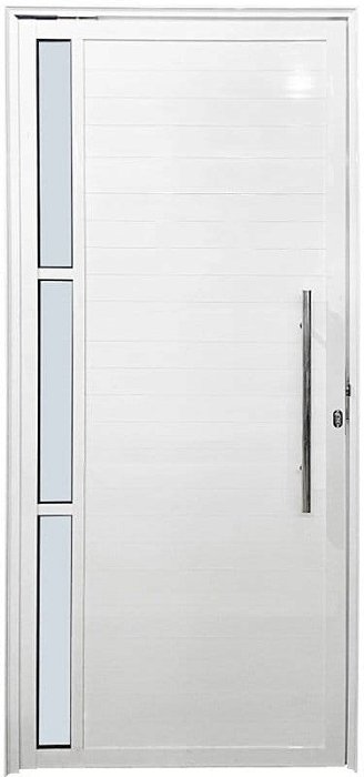Porta de Alumínio Pivotante Lambril Visor Lateral Com Puxador Linha Premium