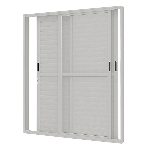 Porta de Aluminio de Correr 3 Folhas Móveis Com Fechadura Linha Premium