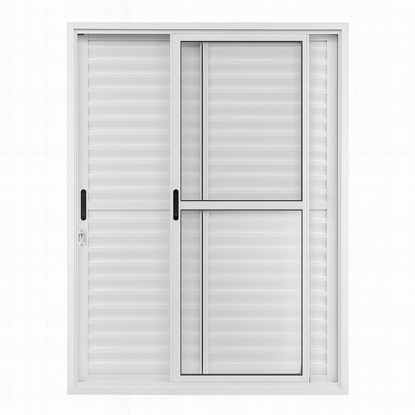 Porta de Alumínio de Correr 3 Folhas Com Fechadura Linha Premium