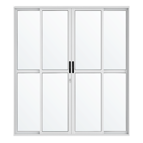 Porta de Alumínio Sacada 4 Folhas Com Fechadura Linha Premium