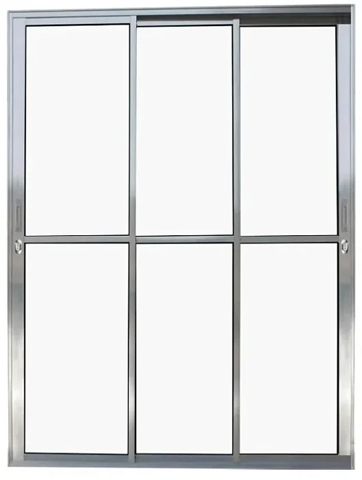 Porta de Alumínio Sacada 3 Folhas Móveis Com Fechadura Linha Premium