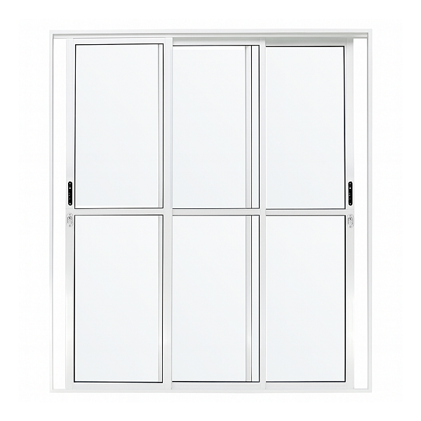 Porta de Alumínio Sacada 3 Folhas Móveis Com Fechadura Linha Premium