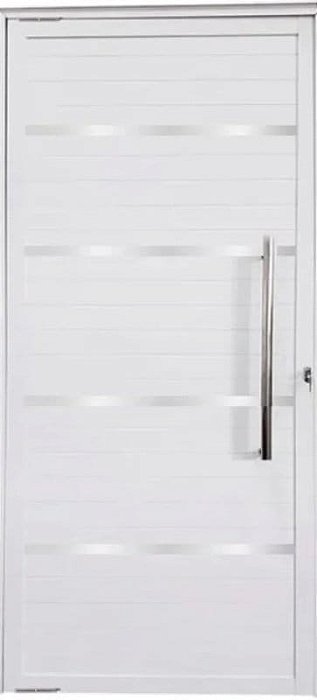 Porta de Alumínio Pivotante Lambril Frisos Com Puxador Linha Premium