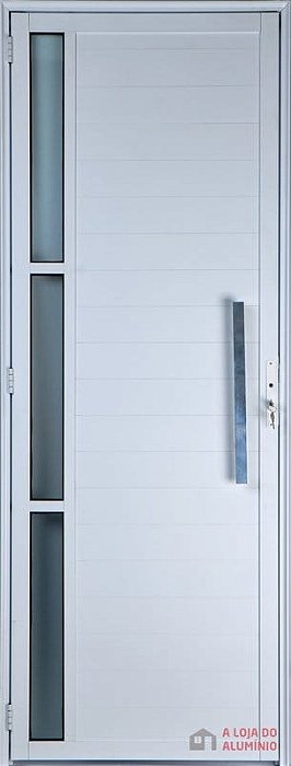 Porta de Aluminio Lambril Visor Lateral Com Puxador Linha Premium