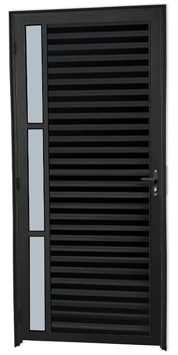 Porta de Alumínio Palheta Visor Lateral Linha Premium