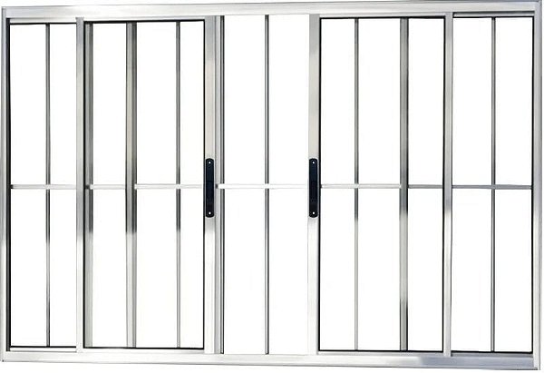Vitro de Aluminio 4 Folhas Com Grade Linha Premium