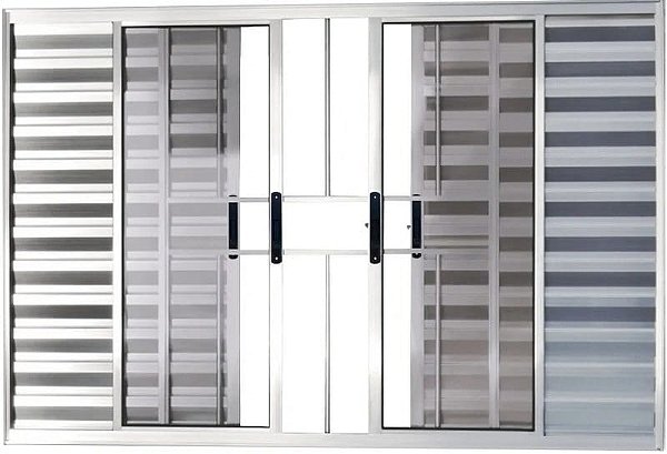 Veneziana de Aluminio 6 Folhas Com Grade Linha Premium