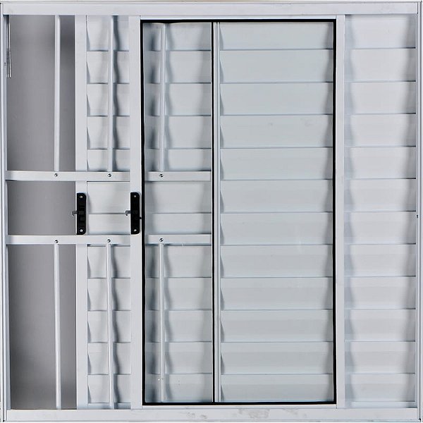 Veneziana de Aluminio 3 Folhas Com Grade Linha Modular