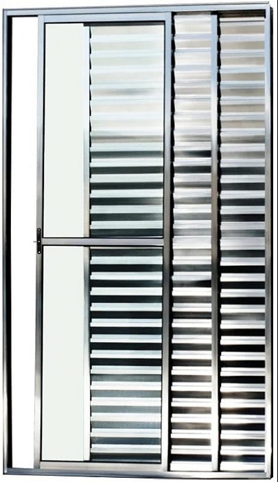 Porta de Alumínio de Correr 3 Folhas Com Trinco Linha Leve