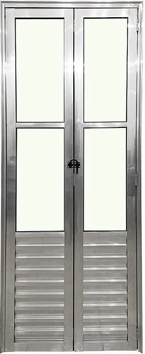 Porta de Alumínio Camarão Palheta Vidro Mini Boreal Com Trinco Linha Premium