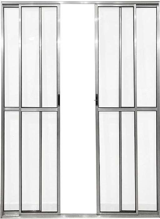 Porta de Alumínio Sacada 4 Folhas Com Trinco Linha Leve