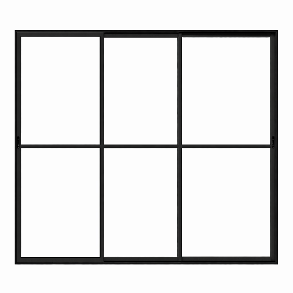 Porta de Alumínio Sacada 3 Folhas Móveis de Vidro Com Trinco Linha Leve