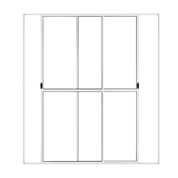 Porta de Alumínio Sacada 2 Folhas Móveis Com Trinco Linha Leve