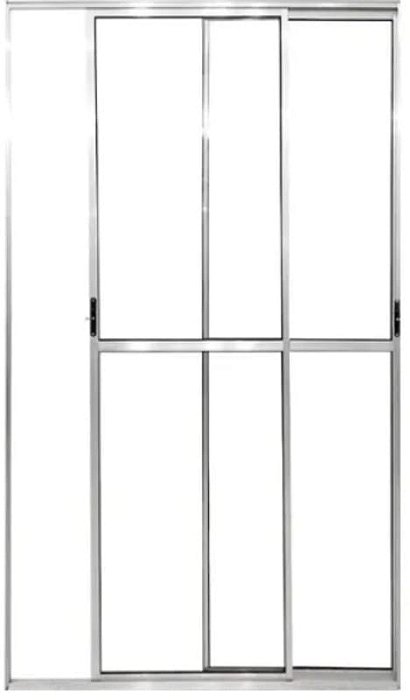 Porta de Alumínio Sacada 2 Folhas Móveis Com Trinco Linha Leve