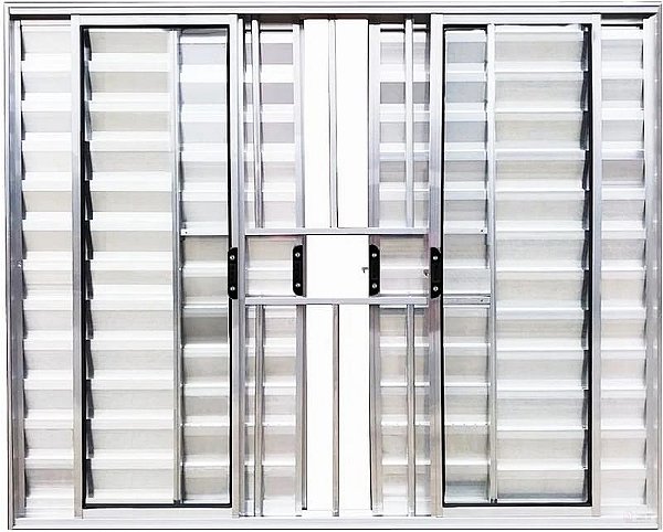 Veneziana de Alumínio 6 Folhas Com Grade Linha Leve