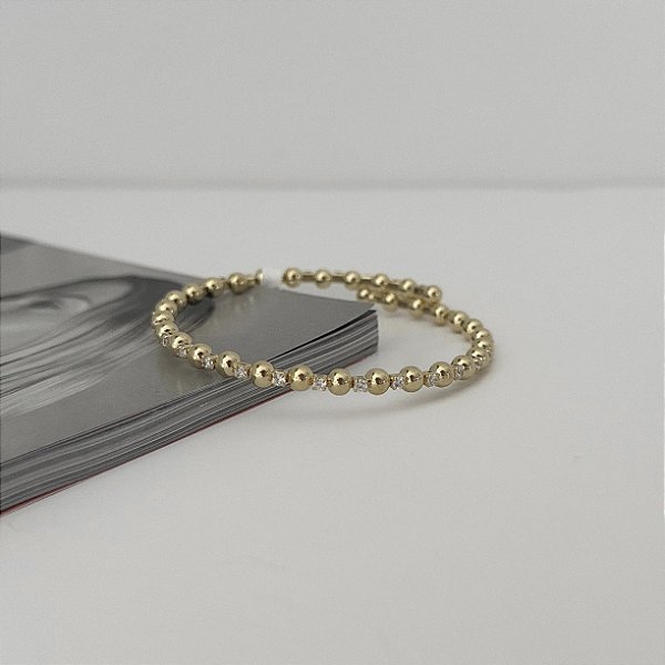 Bracelete mini esferas e zircônias
