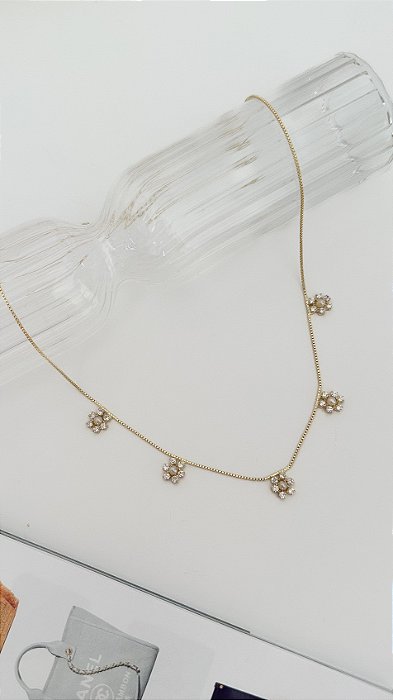 Colar flores cristal