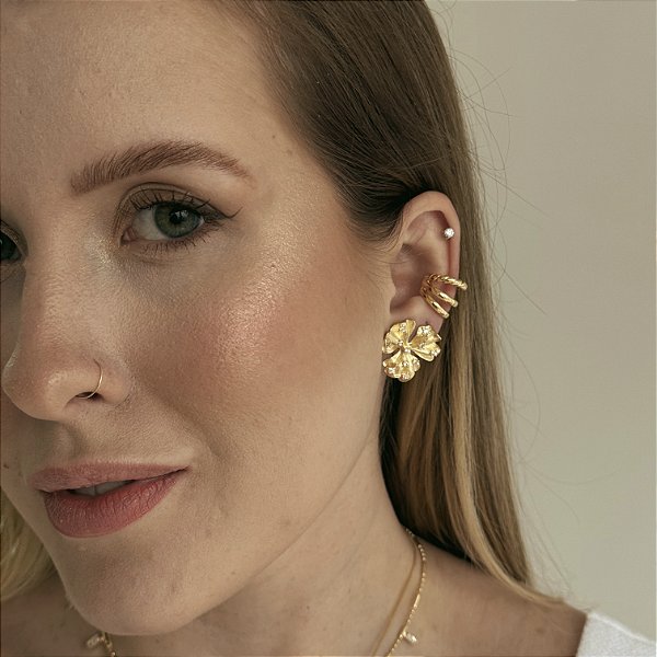 Brinco Flor com Mini Zircônias