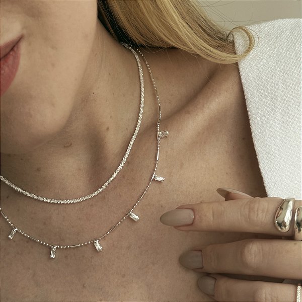 Choker Bolinhas com Zircônias Navetes