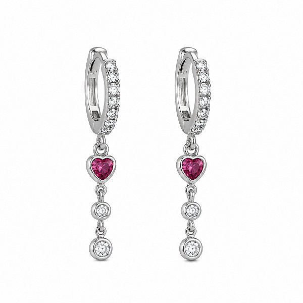 Argola earline coração pink
