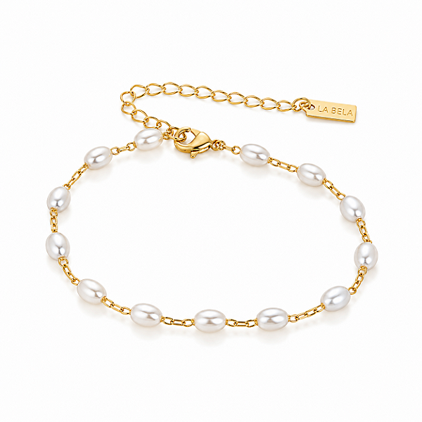 Pulseira pérola oval