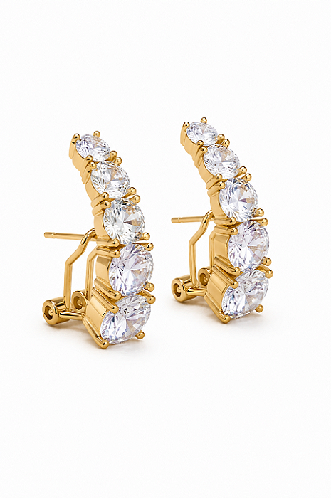 Brinco earhook dourado zircônia cristal