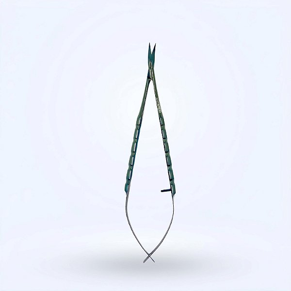 Tesoura Castroviejo Curva Titanium Azul 16cm
