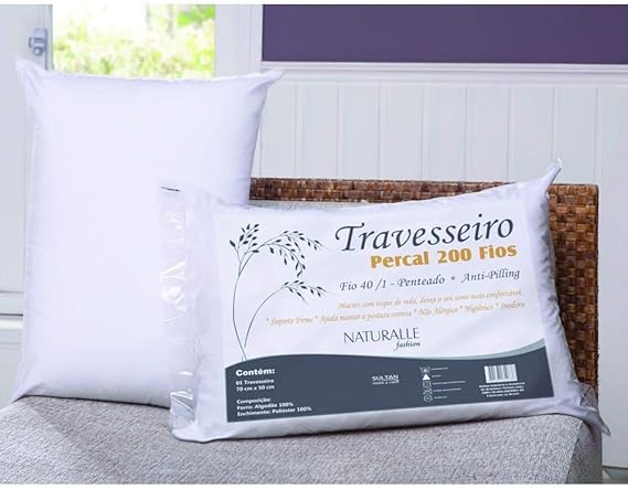 Travesseiro Sultan Naturalle Percal 050x070cm