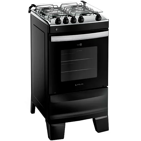 Fogão Atlas Agile UP 4 Bocas Inox Forno c/ Luz Grade Desliz