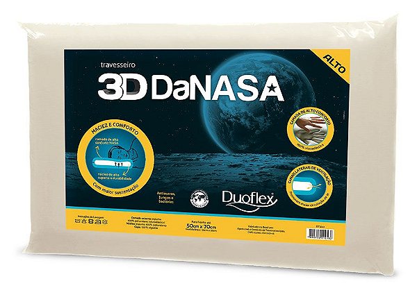 Travesseiro Viscoelástico 3D DaNasa Alto Duoflex 050x070cm