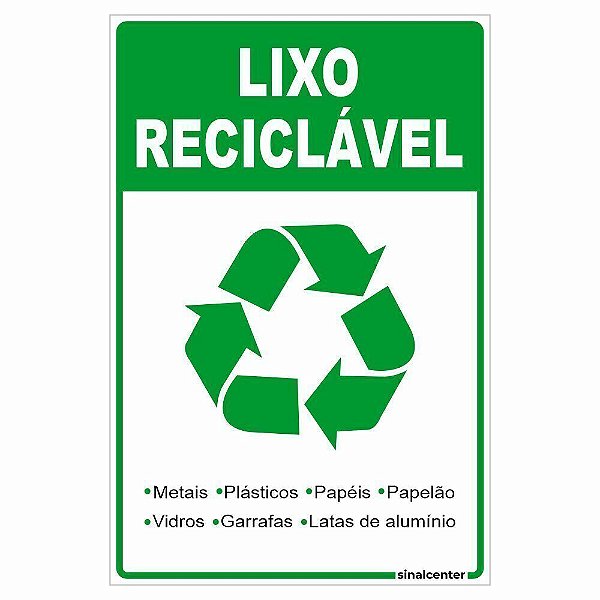 Placa lixo reciclável com escrita