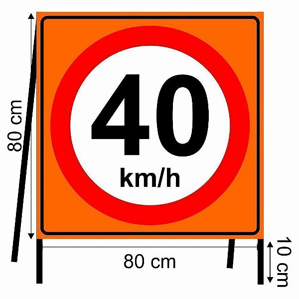 Cavalete de obras velocidade máxima 40 km/h