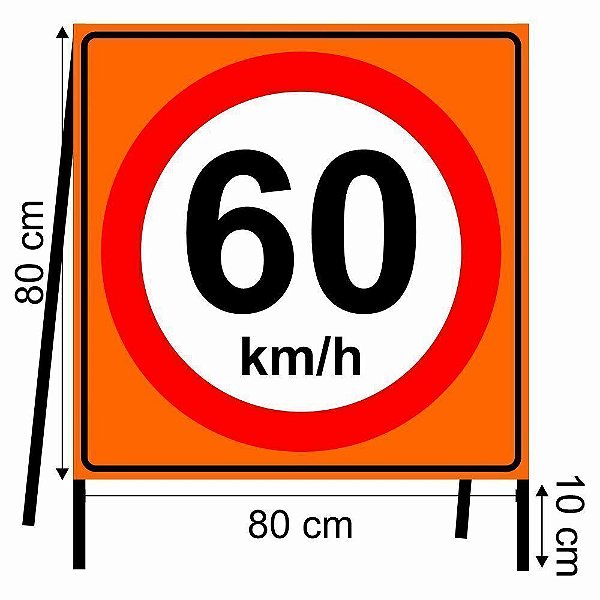 Cavalete de obras velocidade máxima 60 km/h