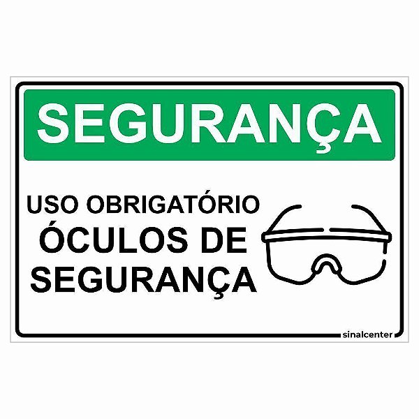 Placa uso obrigatório de óculos de segurança