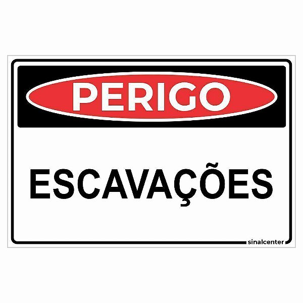 Placa perigo escavações