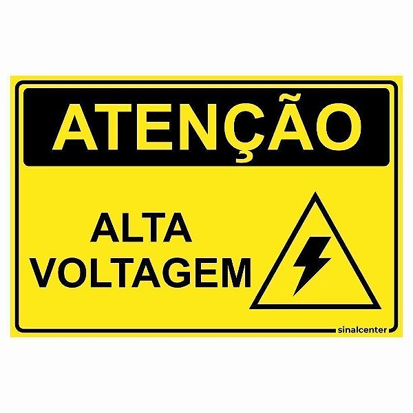 Placa atenção alta voltagem choque