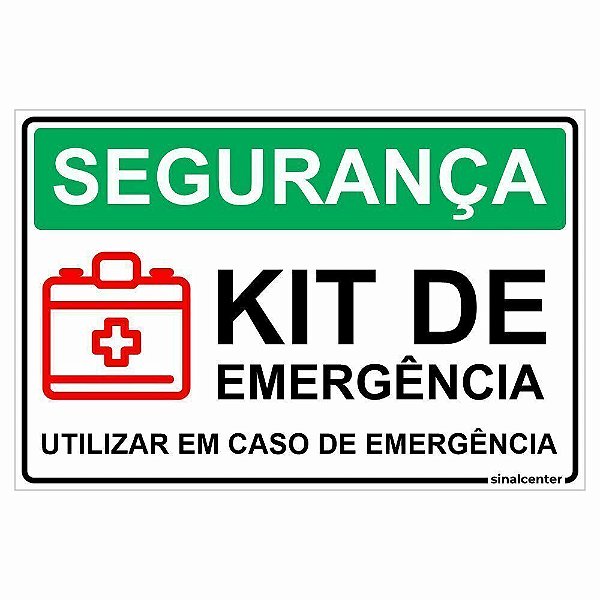 Placa segurança kit de emergência
