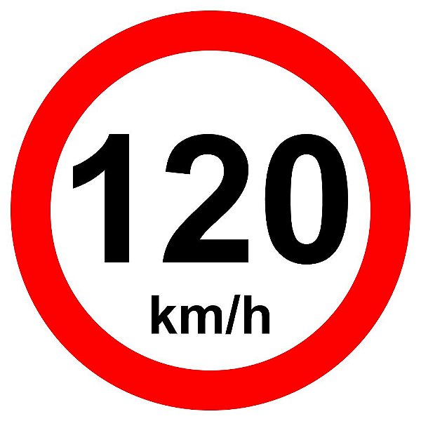 Placa de velocidade máxima permitida 120 km/h R-19