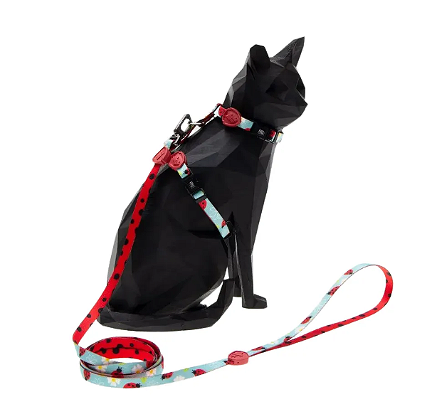 Peitoral com Guia FreeFaro para Gatos New Ladybug P
