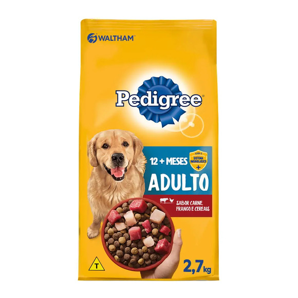 Ração Pedigree Cães Adultos Raças Médias e Grandes Carne, Frango e Cereais 2,7 kg