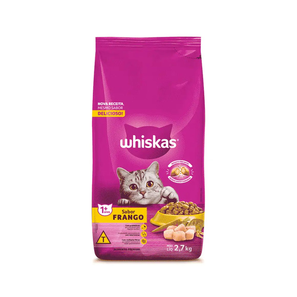 Ração Whiskas Gatos Adultos Frango 2,7 kg