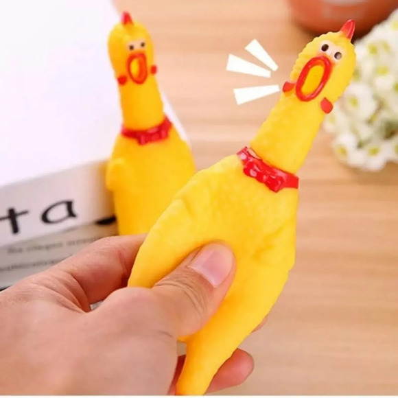 Brinquedo Para Cães Frango Para Morder Borracha Com Som 31 Cm