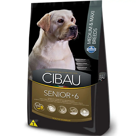 Ração Cibau Cães Sênior +6 Raças Médias e Grandes 12kg