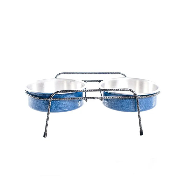 Comedouro Aramado Duplo NF Pet Azul 3 L