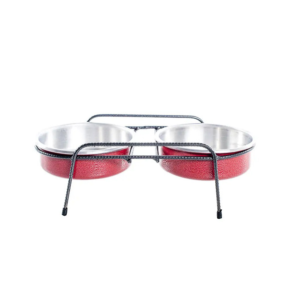Comedouro Aramado Duplo NF Pet Vermelho 3 L