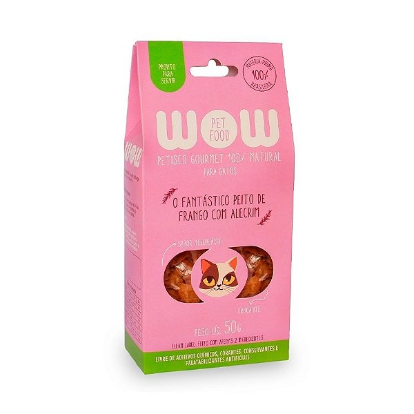 Petisco Natural Wow Pet Food Frango E Alecrim Para Gatos 50 G