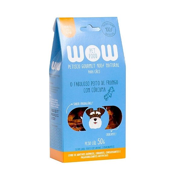 Petisco Natural Wow Pet Food Frango E Cúrcuma Para Cães 50 G