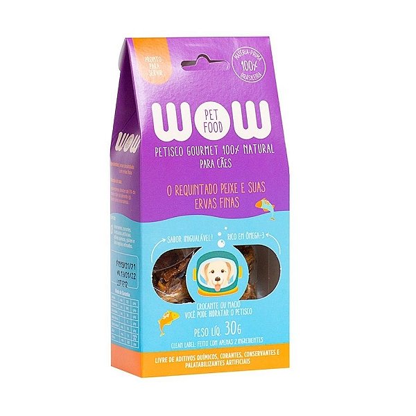 Petisco Natural Wow Pet Food Peixe E Ervas Finas Cães 30 G