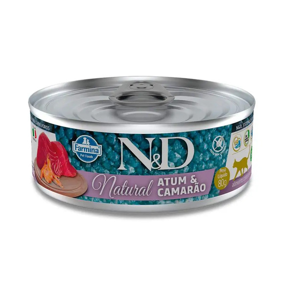 Ração Úmida N&D Natural Atum e Camarão 80 g