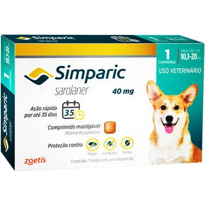 Simparic 40mg (10,1 A 20kg) Fracionado 1 Comp